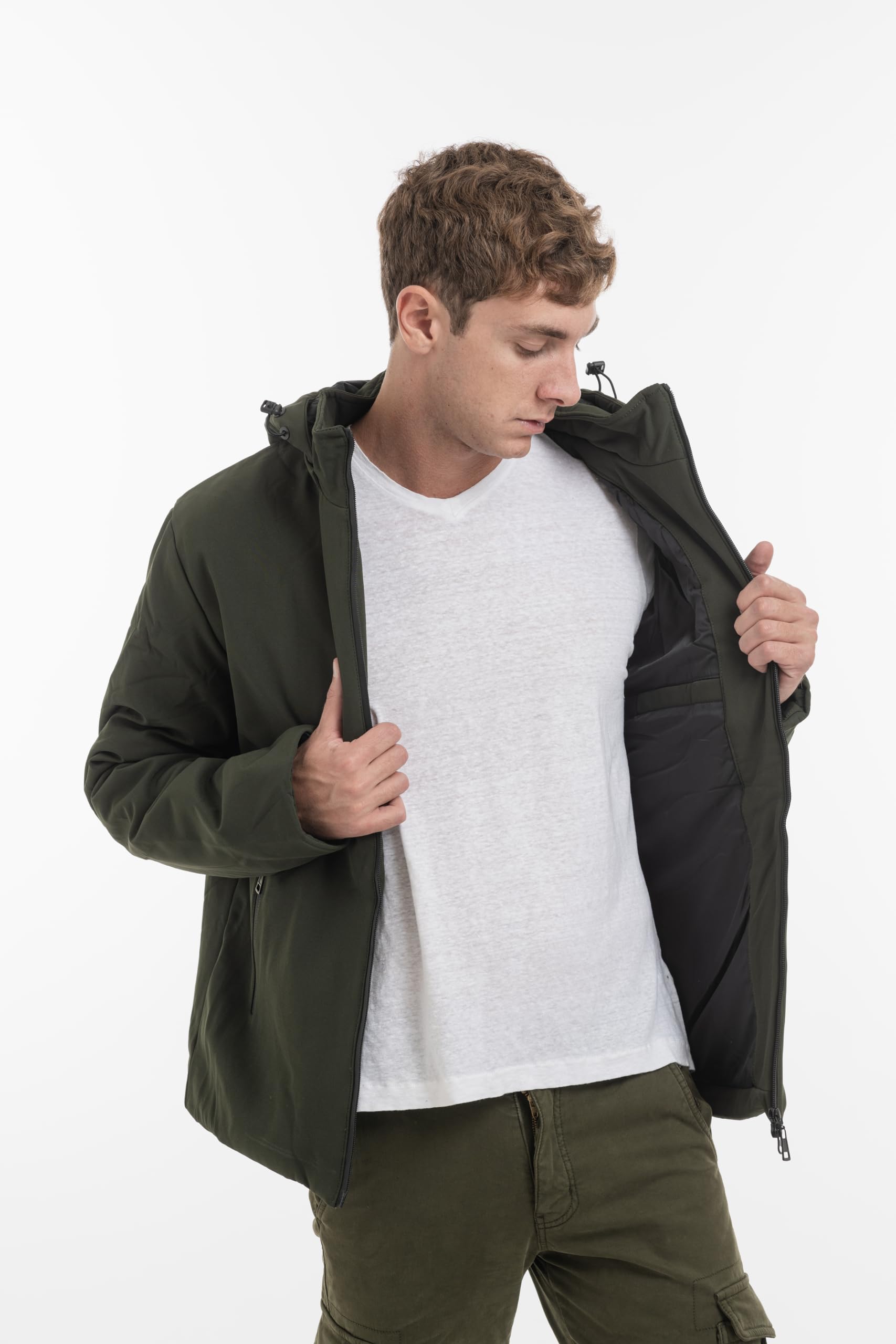 TONY BACKER Giacca Jacket Uomo Invernale Softshell Impermeabile Antivento con Cappuccio Giacca Calda Giubbotto Uomo Trekking Casual 3351