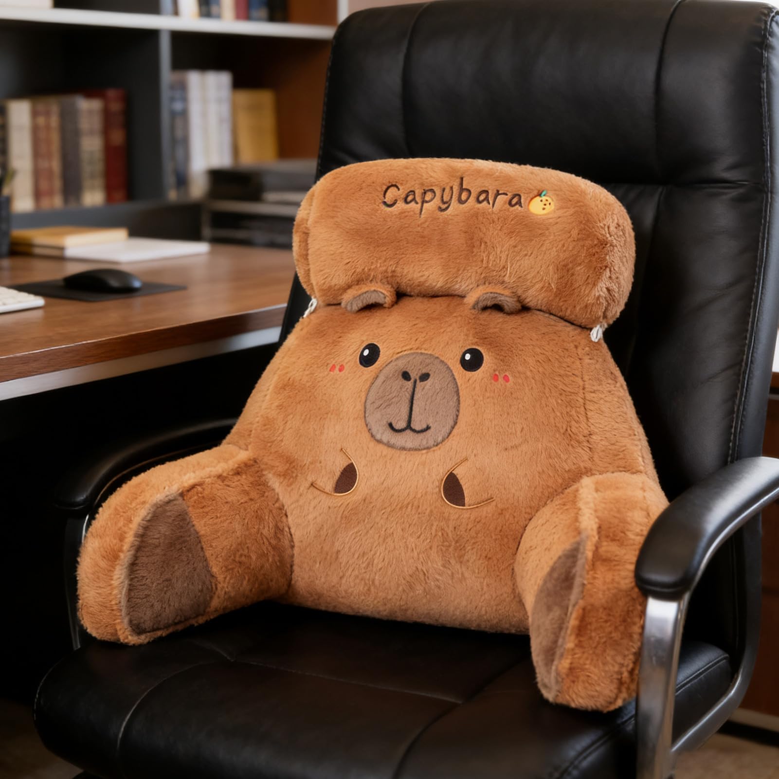 Almohada Lectura Cama,Respaldo Capibara con Diseño Ergonómico,Almohadón de Sofá con Brazos | Soporte Lumbar Cervical Adultos Niños Lectura Sofá Descanso
