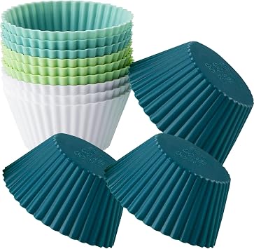 Reusable Silicone Baking Cups, 12pcs Non-stick Muffin Cupcake Liners Holders Set, Silicone Muffin Cups Cupcake Liners Molds for Baking