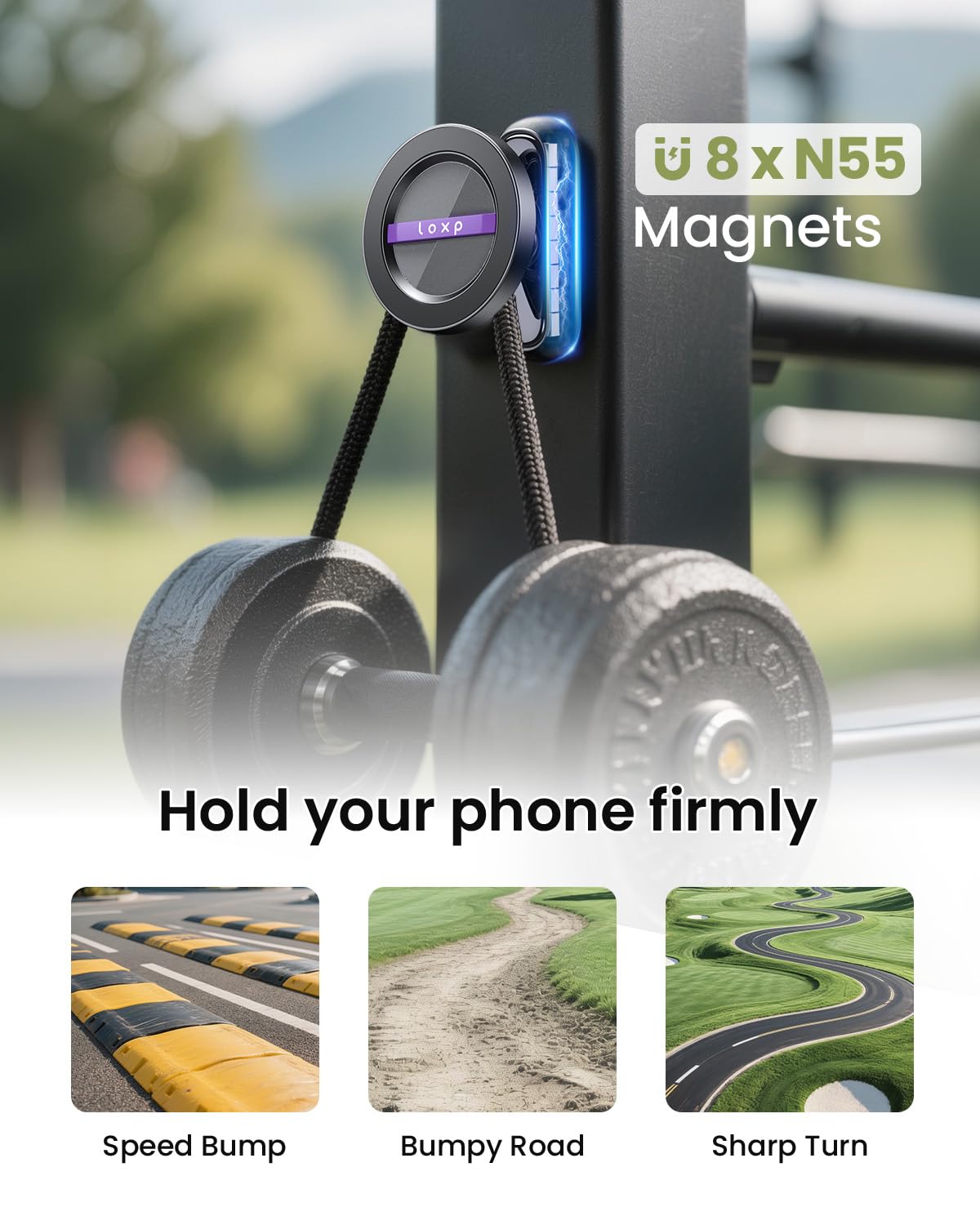 LOXP Upgraded Golf Cart Phone Holder, [Strong Magnetic] Golf Gifts for Men Him Golfers dad, 2026 Golf Cart Accessories Compatible with MagSafe iPhone 17-12 for Club Car, EZGO, Yamaha - 4