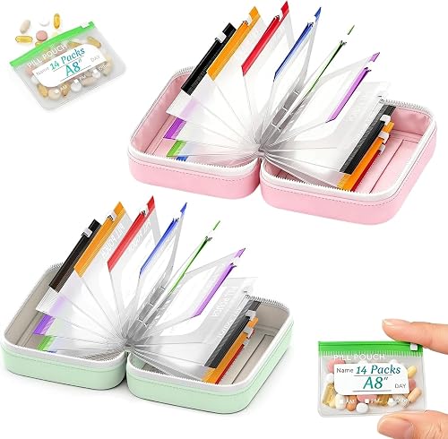Pilulier étanche A8 avec 14 pochettes de couleur 2PCS