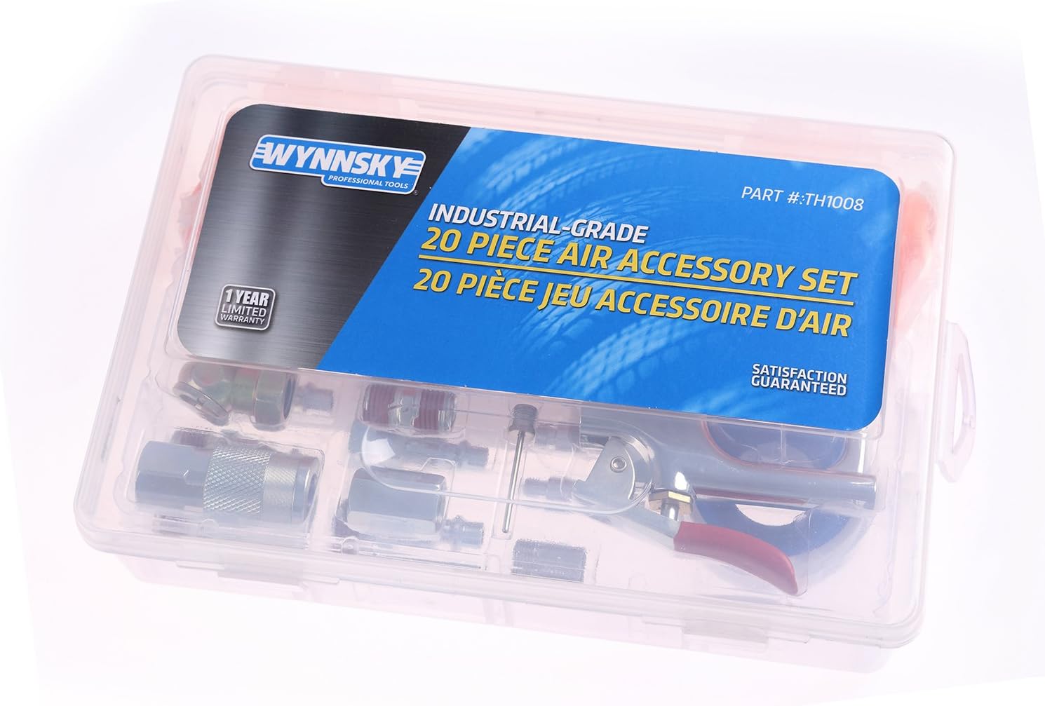 WYNNsky 1/4 Inch NPT Air Accessory Kit - 20 Piece, Air Compressor Hose Tool Kit with Coil PU Hose/Blow Gun/Tire Gauge/Storage Case - - 