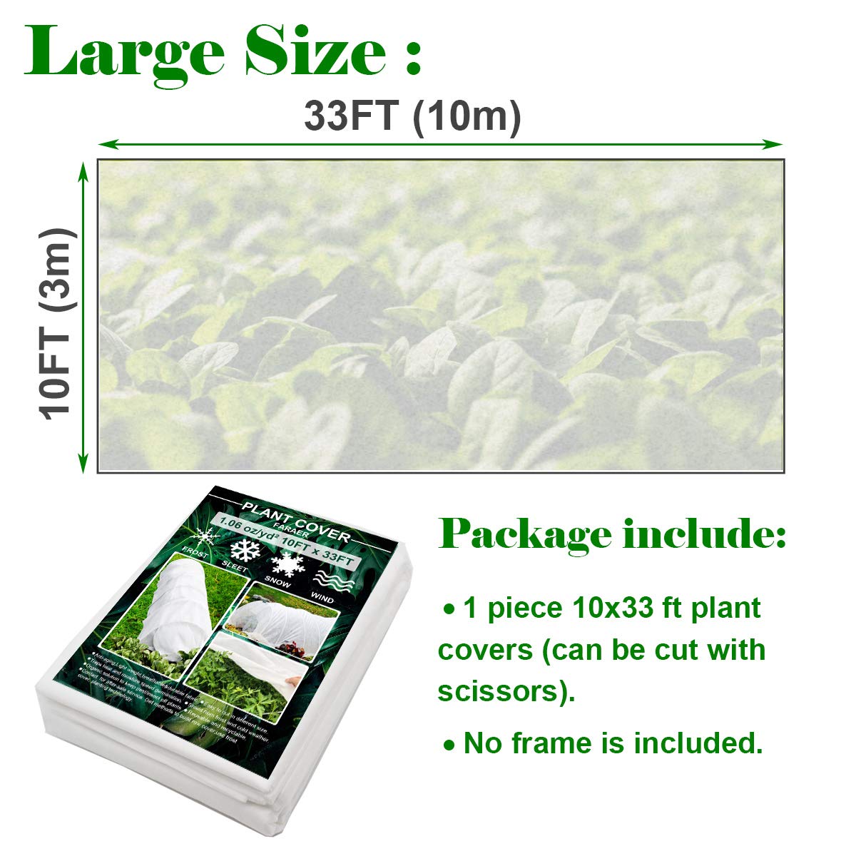 Telo Protettivo Antigelo Per Piante 9,8 X 49,2 M, 47,8 G/m², Riutilizzabile, Copertura Invernale Per Giardino