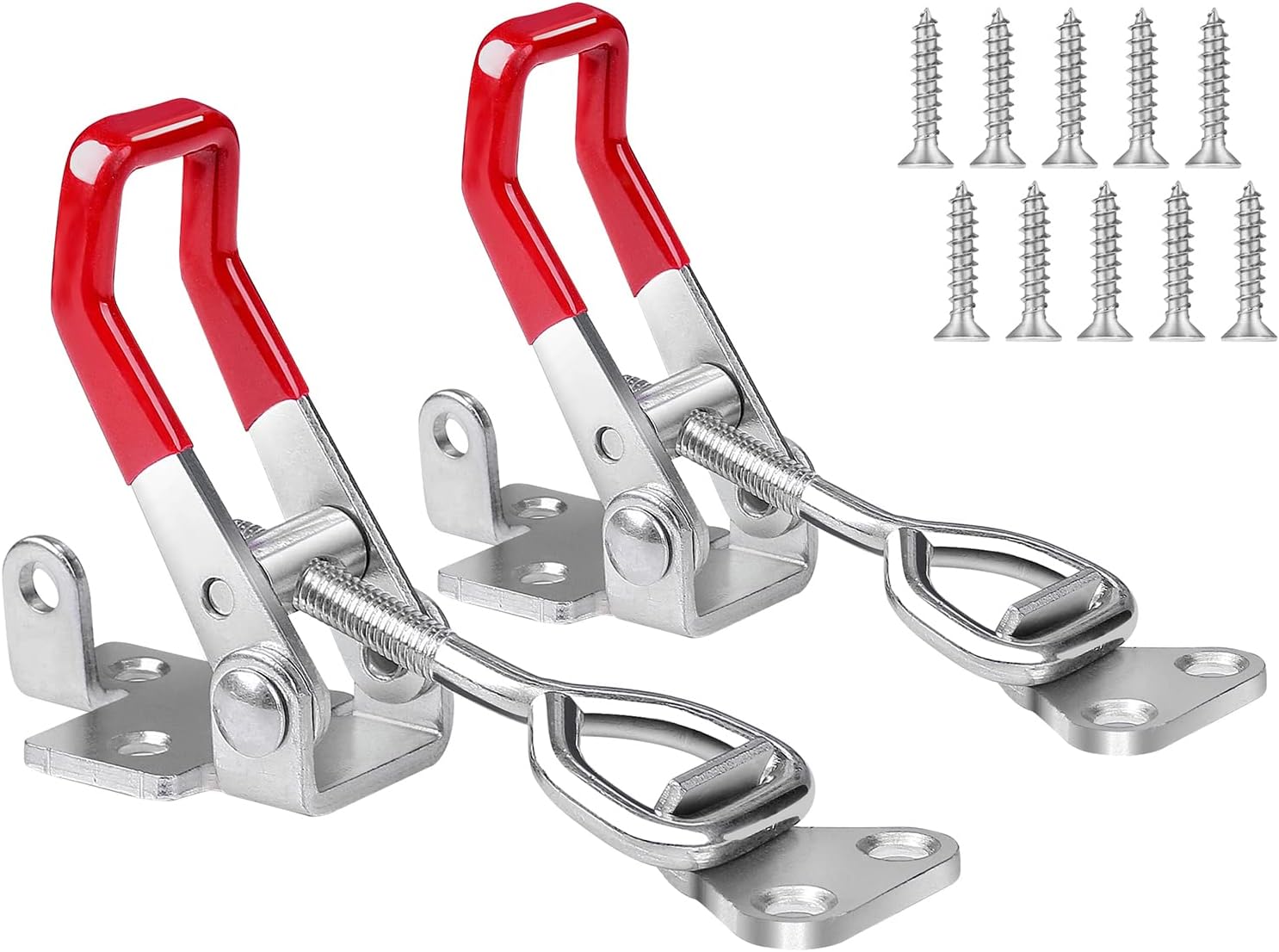 Vicuna R Heavy Duty Toggle Latch Clamp 4002, Adjustable Toggle Clamp Latch With Lock Hole, 550Lbs Holding Capacity Pull Latch for Smoker Lid Jig, Tool Box Case 2Pack (with 10PCS Screws)