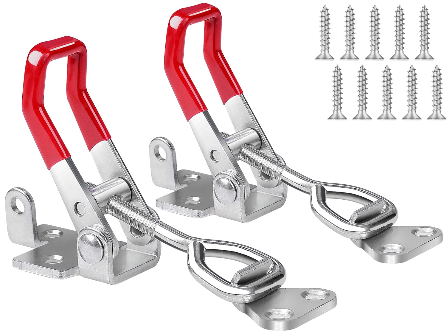 Heavy Duty Toggle Latch Clamp 4002, Adjustable Toggle Clamp Latch With Lock Hole, 550Lbs Holding Capacity Pull Latch for Smoker Lid Jig, Tool Box Case 2Pack (with 10PCS Screws)