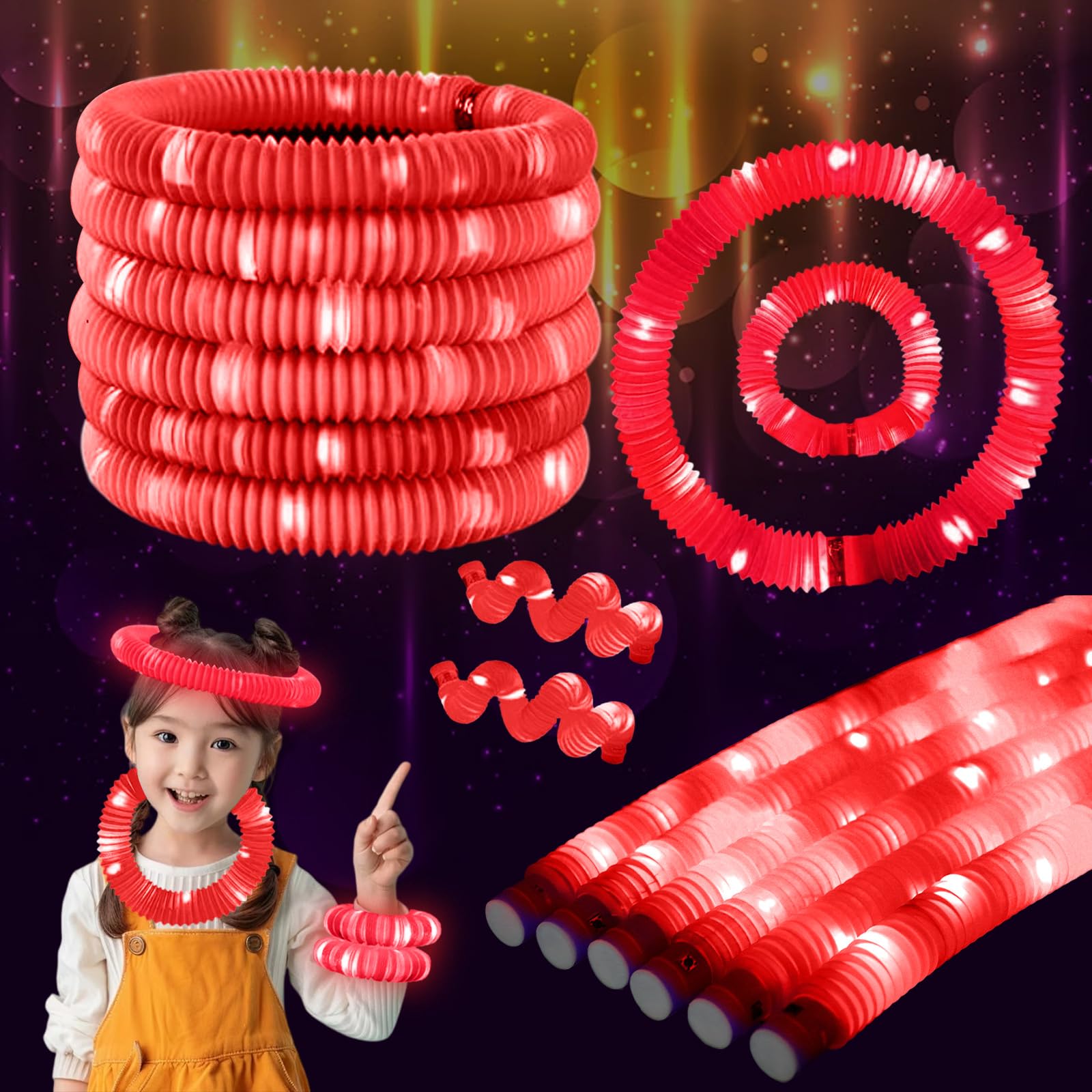 ERGDUTNK Red 12PCS Glow Sticks Stocking Stuffers Party Favors-Glow in The Dark Party Supplies for Kids and Adults, Perfect for Festivals, Birthday