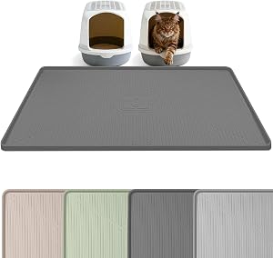 Silicone Cat Litter Mat, 114 x 76cm Extra Large Litter Trapping Mat for Litter Box, Leak-Proof, Non-Slip, Kitty Litter Mats with Soft Texture for Floor, Keeping The Floor Clean (Dark Grey)