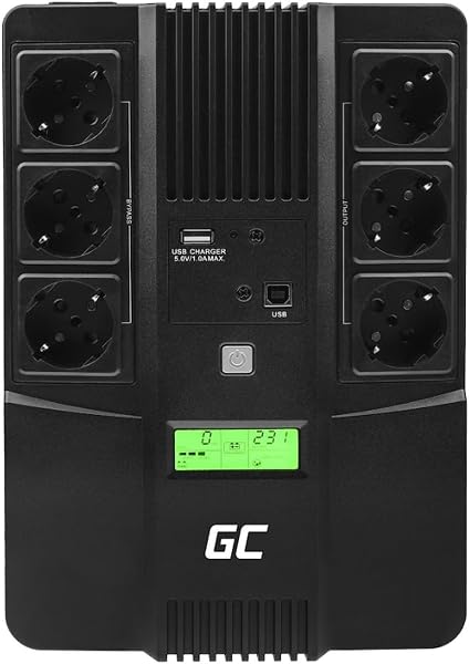 Green Cell Zasilacz Awaryjny UPS AiO 600VA 360W z wyświetlaczem LCD | Line-Interactive AVR | 230V | 6x Schuko