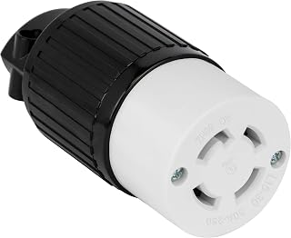 ENERLITES NEMA L15-30R Locking Cord Connector, 30A, 250V, 3-Phase, 3P, 4W, Industrial Grade, Grounding, 66802-BK, Black