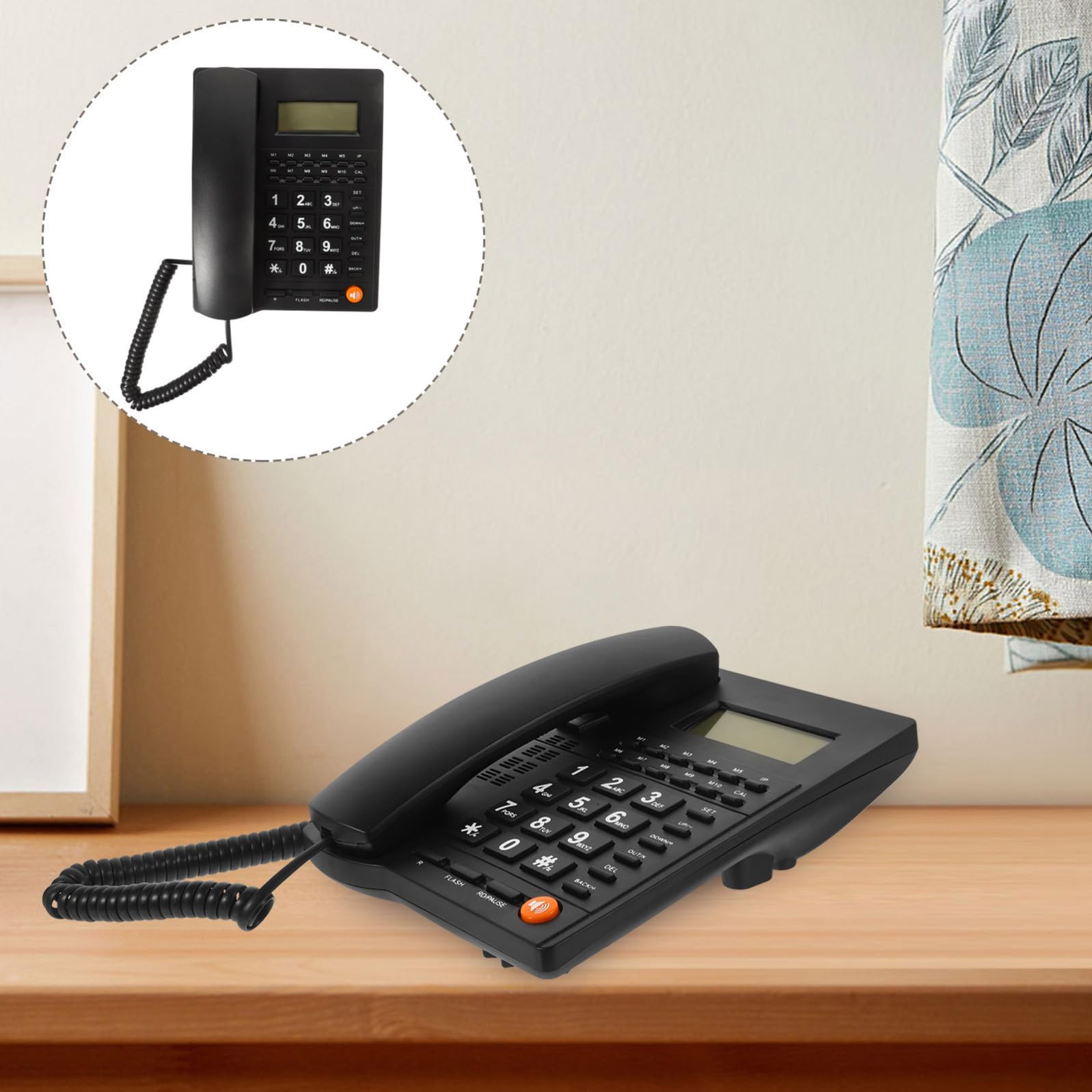 COHEALI Telefono Fisso per Anziani Tasti Grandi e Display Chiamate, Materiale ABS Resistente, Facile da Usare per Casa e Ufficio, Colore Nero