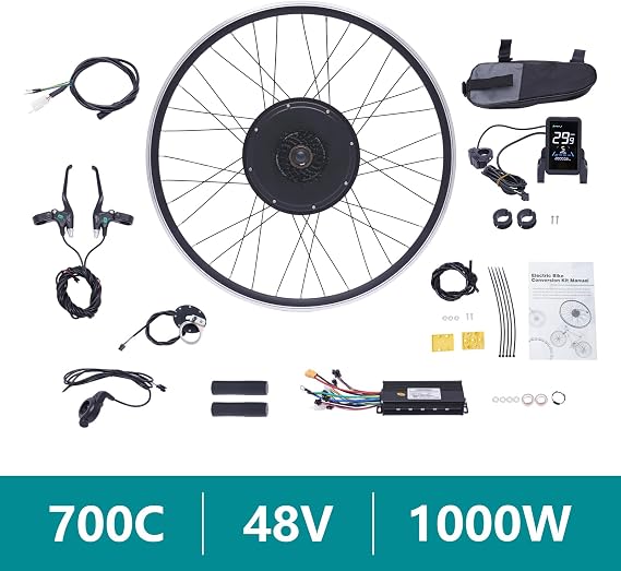 28 & 29 E-Bike Conversion Kit 48V 1000W Rear Wheel Brushless Hub Motor Kits with LCD Display Electric Bike Conversion Kit Ebike Conversion Kit Rear Wheel Motor