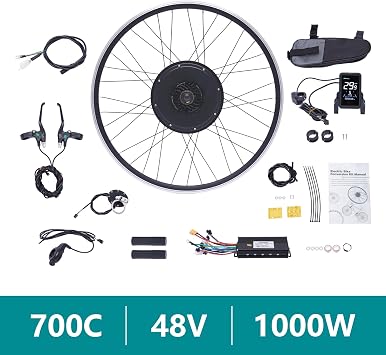 28 & 29 E-Bike Conversion Kit 48V 1000W Rear Wheel Brushless Hub Motor Kits with LCD Display Electric Bike Conversion Kit Ebike Conversion Kit Rear Wheel Motor