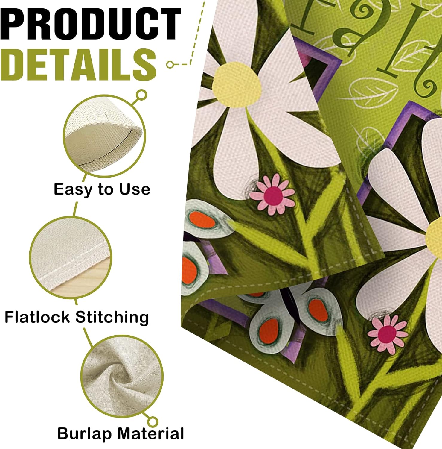 Dyrenson Christian Spring Summer Cross 28 x 40 House Flag Double Sided, Religious Faith Daisy Flower Garden Yard Decorations, Seasonal Floral Butterfly Burlap Outdoor Decor Decorative Large Flag