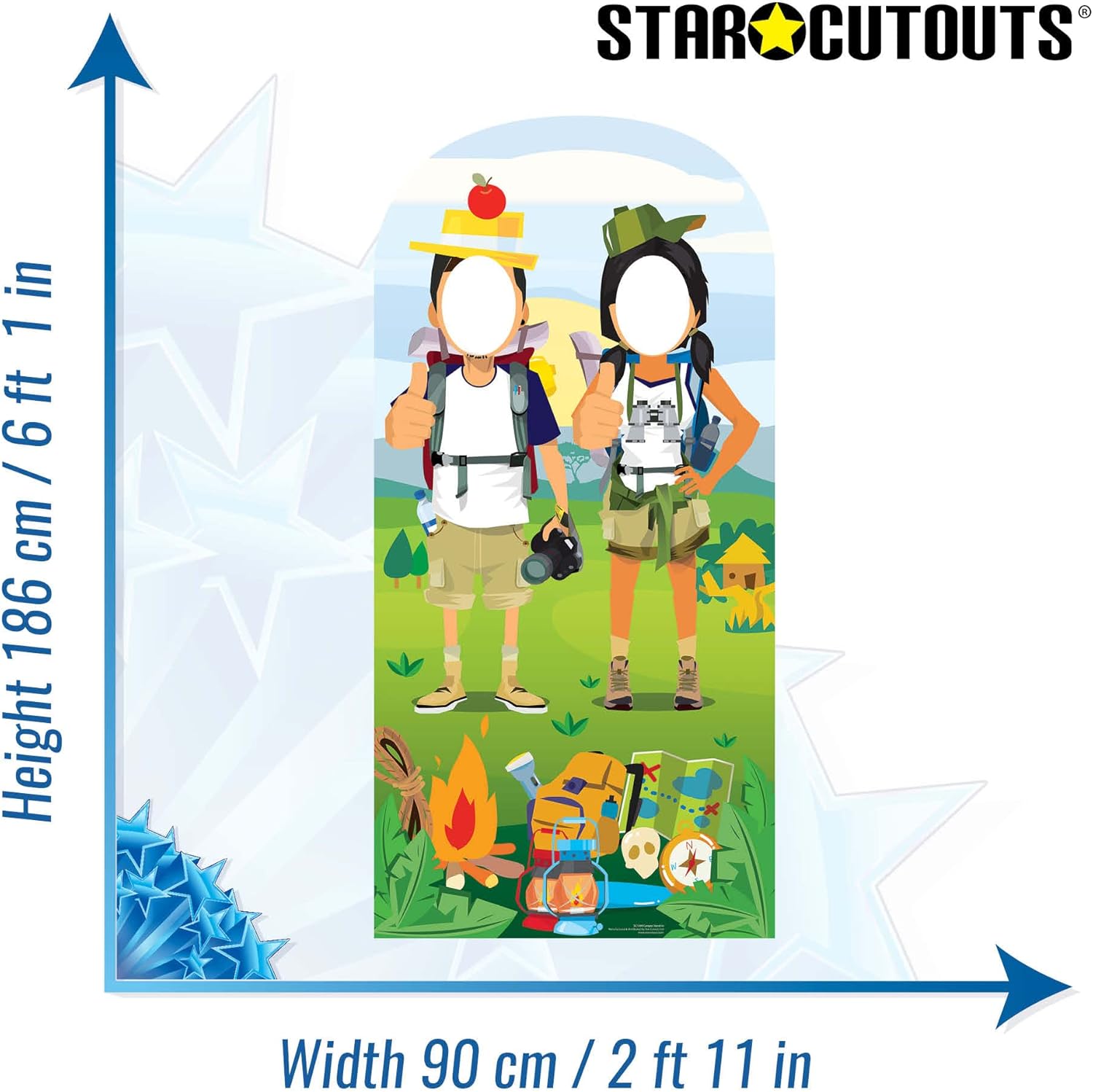 Star Cutouts SC1294 Hiking Double Site Adult Size Camping Cardboard Stand in Perfect for Photos Parties and Events, Multicolour
