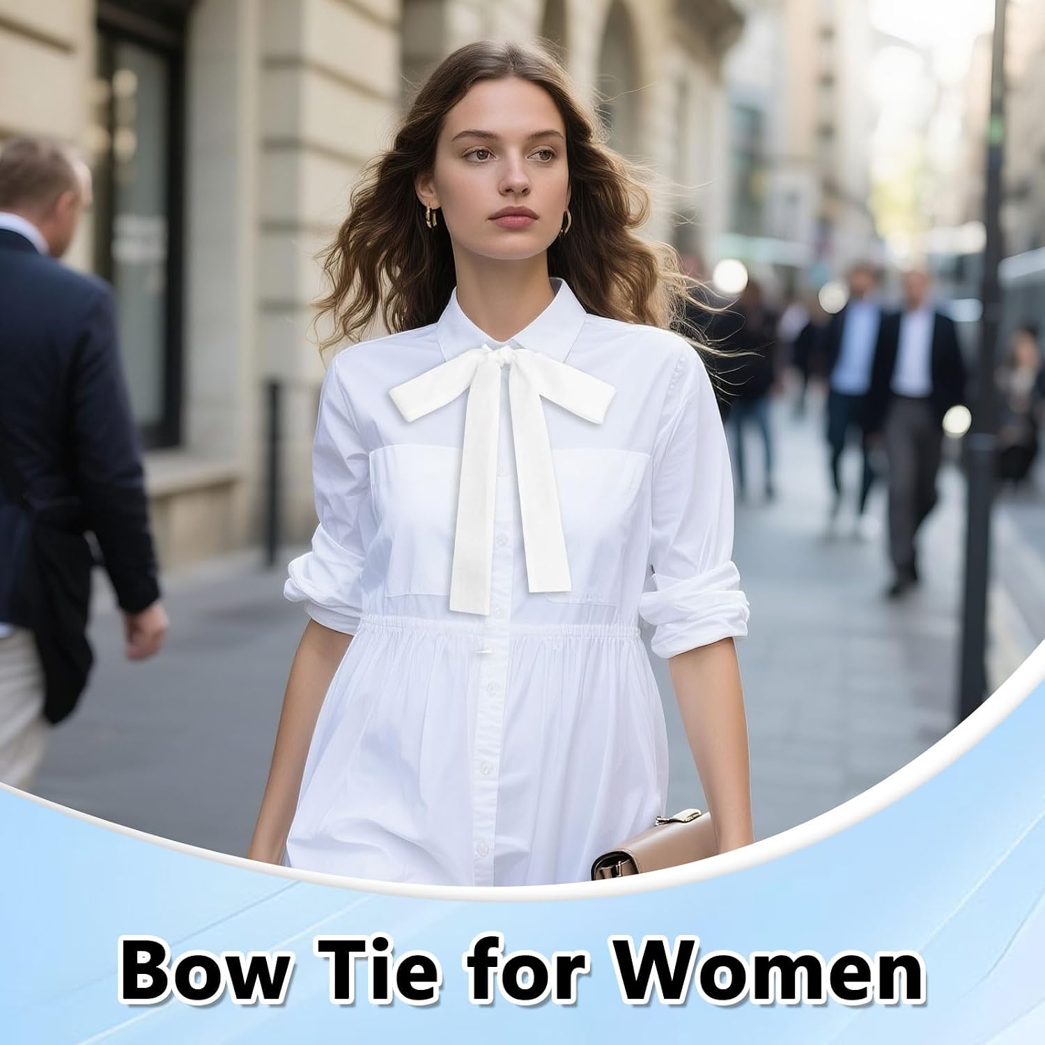 Bow Tie for Women, Ribbon Self Tie Bowtie Accessory for Girls School Uniforms Wedding Anniversary Party Casual