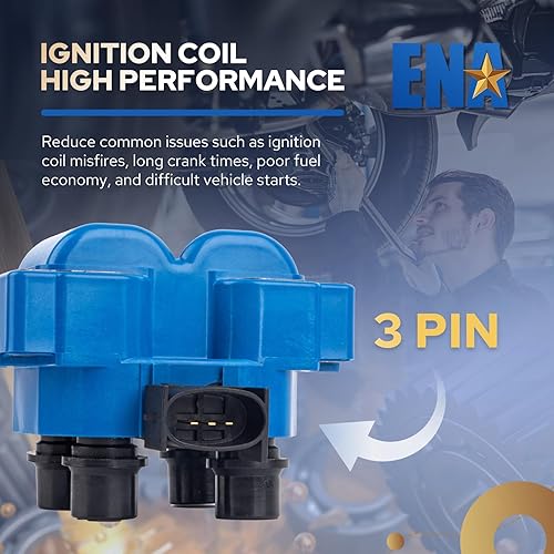 Miniatura 4 de ENA Juego de 2 bobinas de encendido azul compatibles con Ford Lincoln Mazda Mercury F150 F250 E150 Escort Explorer Mustang Ranger Expedition Town