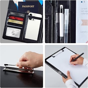 PU Leather Padfolio Folder Clipboard Portfolios Organizer Conference Document Organizer with Business Card Holder Storage Clipboard Writing Pad,Moon Star Galaxy Floral