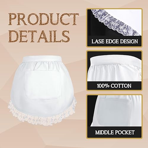 Miniatura 3 de Aspire Medio delantal de encaje con bolsillo, delantal de cocina de algodón navideño perfecto para café