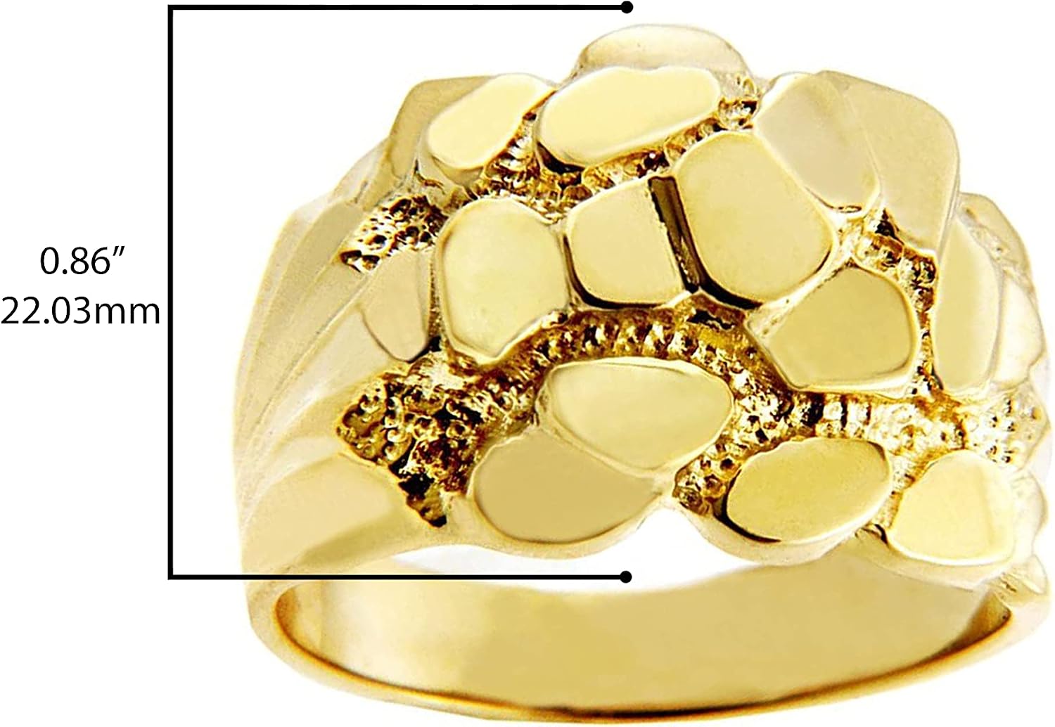 14K Yellow Gold Men's Nugget Large Prism Cut Ring - Choice of Ring Size