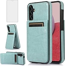 Asuwish Phone Case for Samsung Galaxy A16 5G/4G with Tempered Glass Screen Protector and Credit Card Holder Wallet Cover Stand Leather Cell Accessories A 16 G5 16A Women Men Green