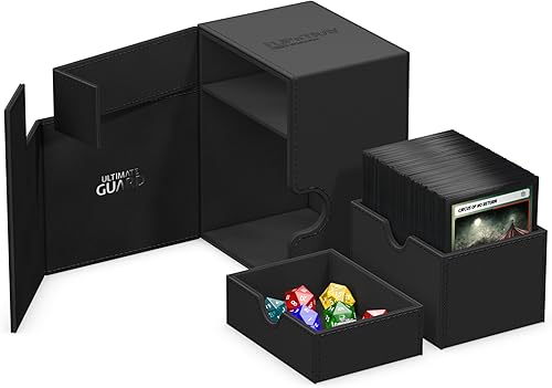 Miniatura 4 de Ultimate Guard Flip 'n' Tray 133+, funda para 133 tarjetas TCG de doble manga + bandeja de dados, negro, cierre magnético independiente y forro