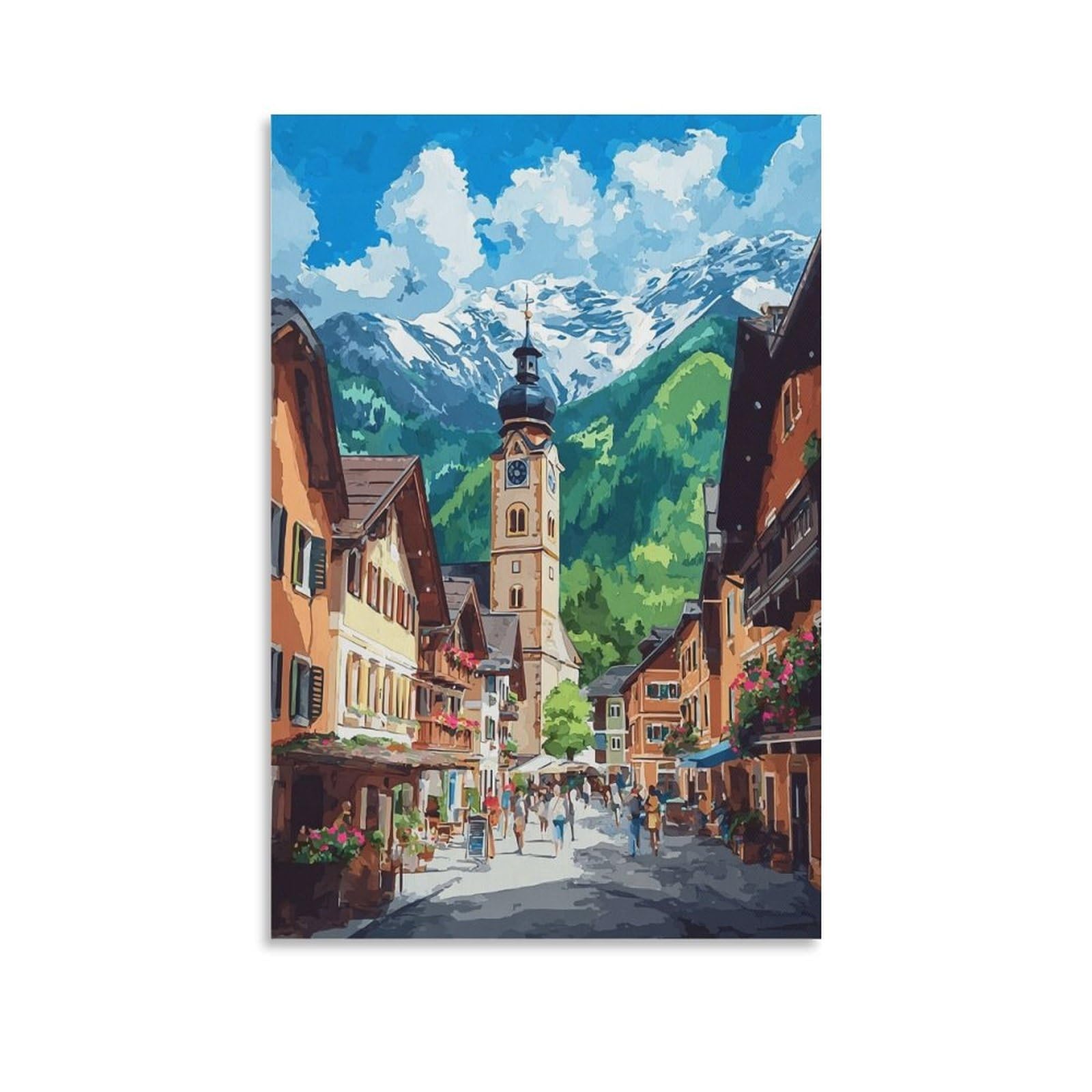 ZBBGGOZ Mittenwald Posters 24x36inch(60x90cm) Vintage Watercolor Canvas Art