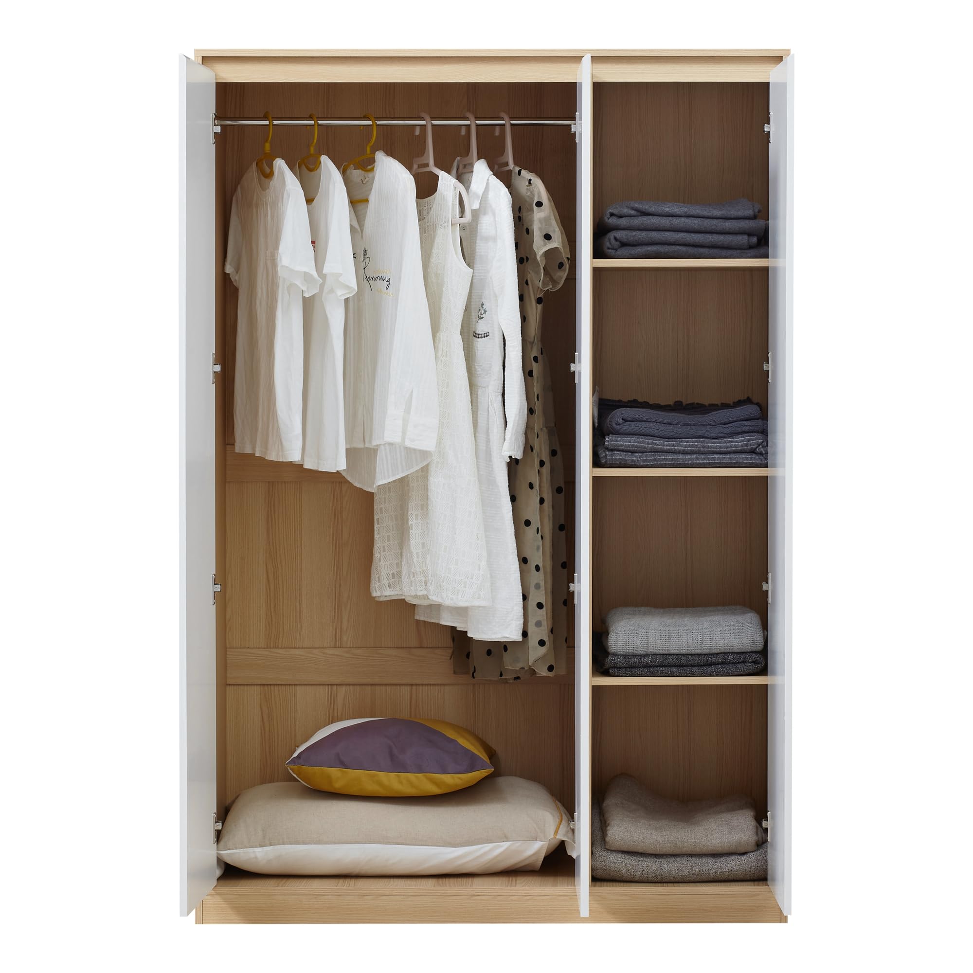 Armadio per Guardaroba con Ante Bianche 4 Scomparti 176 x 120 x 52 cm MDF Effetto Rovere