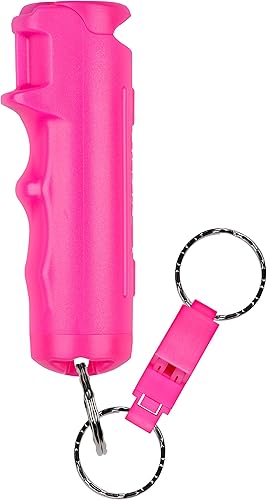 SABRE 2-in-1 Pepper Gel with Detachable Safety Whistle Keychain, 25 Bursts, 12-Foot (4 m), Whistle Calls for Help & Can Be Heard Up to 750 Feet, UV