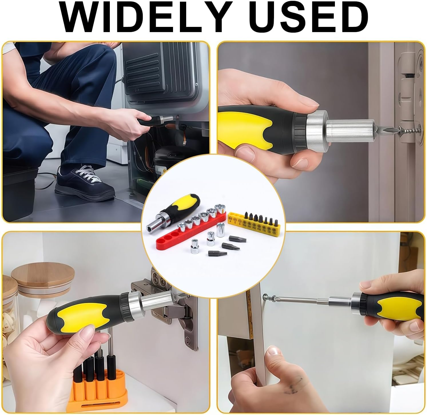 10Pcs 1/4 Ratchet Screwdriver Set with Magnetic Tip, Compact Ratchet Tool Kit for Electronics, Toys, Home Appliances, and Bicycle Repairs