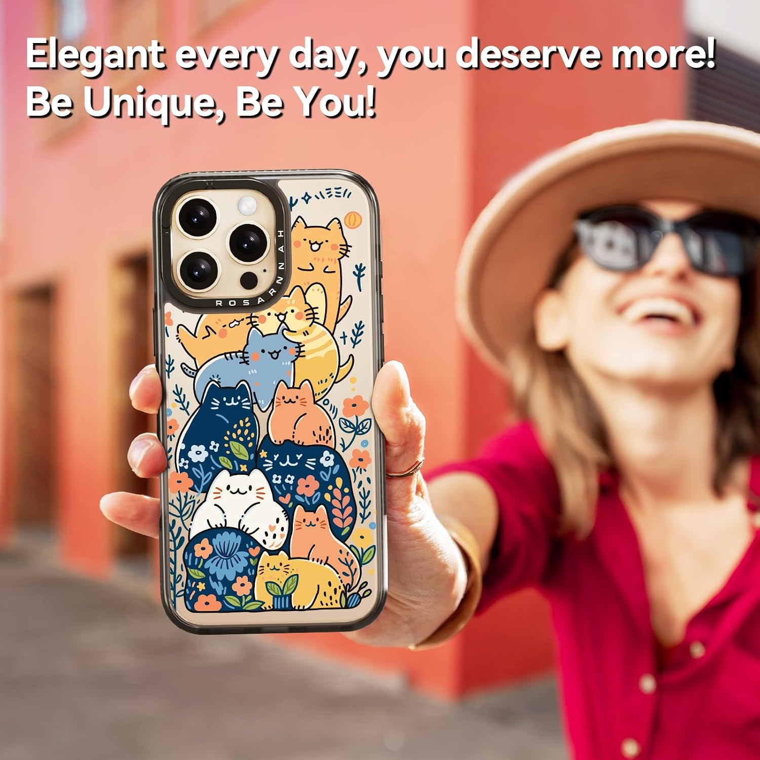 Rosarnnah Compatible for iPhone 16 Pro Max case Cute - Durable Shockproof 6.6 ft Drop Impact Phone Case - Black Funny Cats Party Design for iPhone 16 Pro Max 6.9"