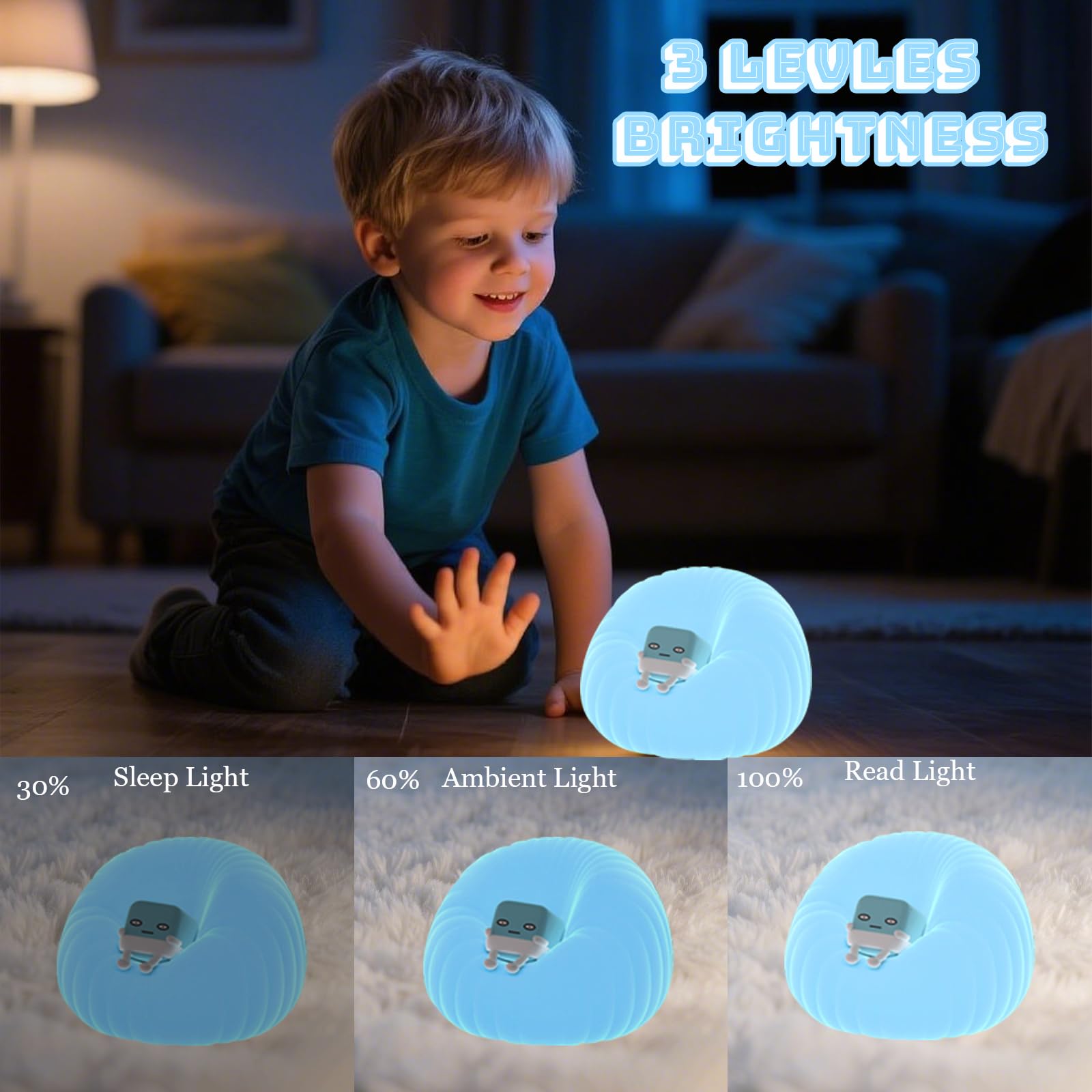 Cute Sofa Night Light for Kids - Dimmable Silicone Touch Lamp with Timer, Portable Squishy Night Light for Baby Nursery Rechargeable Sofa Lamps Lights for Kids Room Decor Gifts for Toddler (Blue)