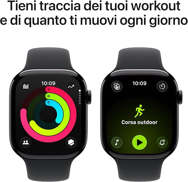 Apple Watch Series 11 GPS, Cassa 46 mm in alluminio Jet Black con Cinturino Sport nero - M/L - 3