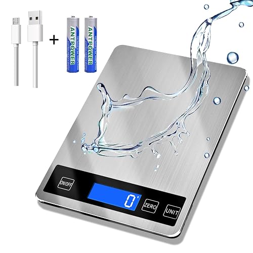 Deweywei 33lb Food Scale, Waterproof Stainless Steel Platform