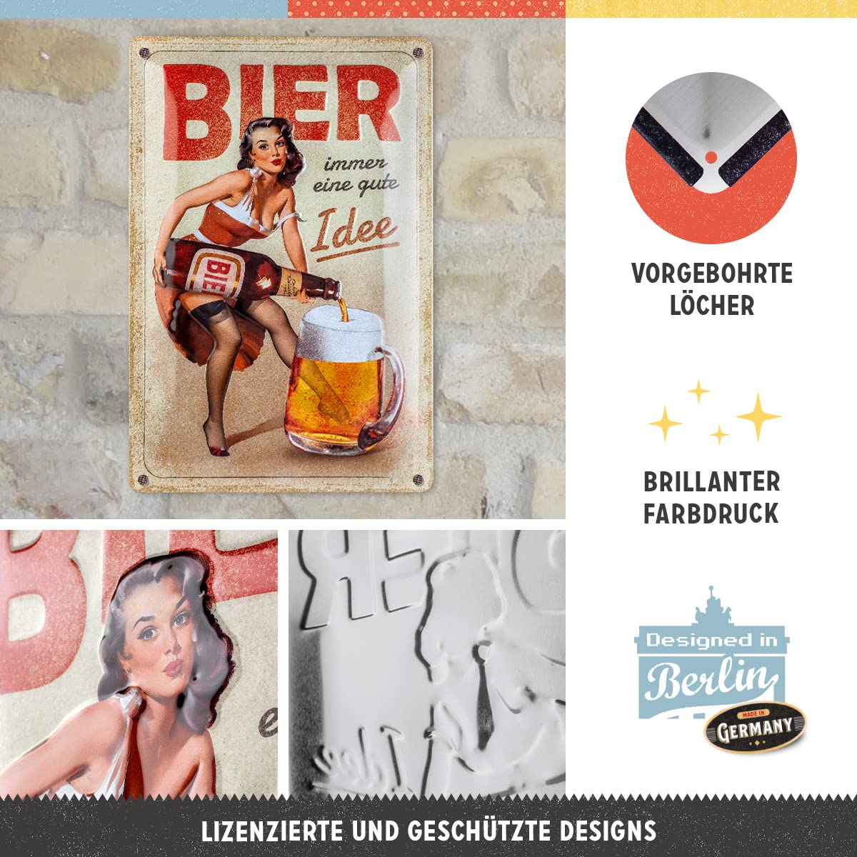 Blechschild 'Bier Ist Billiger Als Benzin' – 20x30 Cm Vintage-Wanddekoration Mit Witzigem Spruch