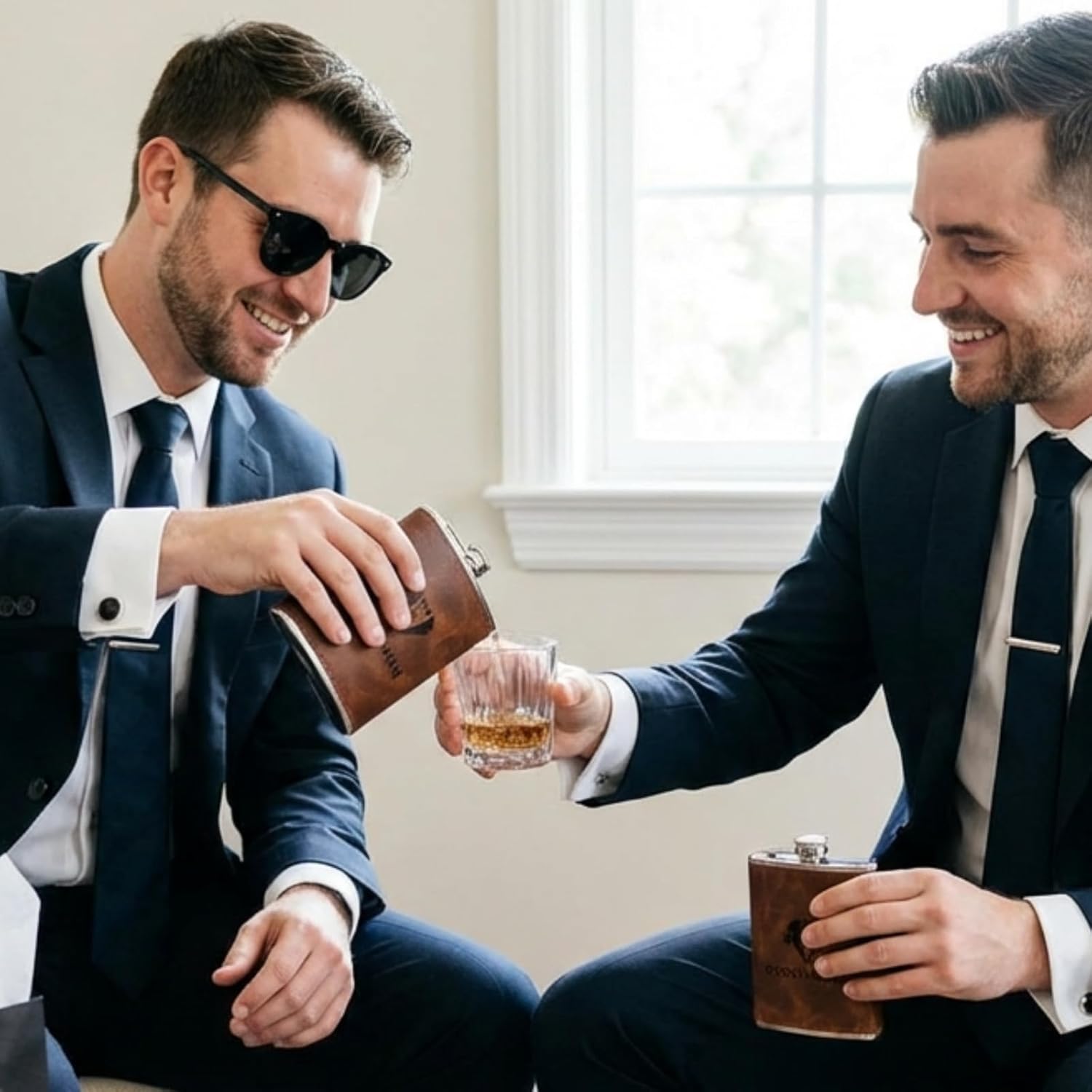 8 Sets/ 80 Pcs Groomsmen Gifts Set Groomsmen Proposal Box Gifts with Flasks Shot Glasses Socks Cuff Collar Clip Sunglasses Bottle Opener for Wedding Grooms Men Best Man Bachelor Party Favors