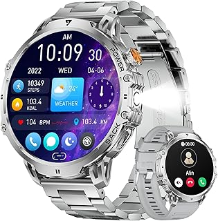 LIGEMI Men’s Smart Watch with 1.85 Inch Large Screen, 1000 mAh Battery/LED Torch, Men’s Smartwatch with Bluetooth Call, 10…