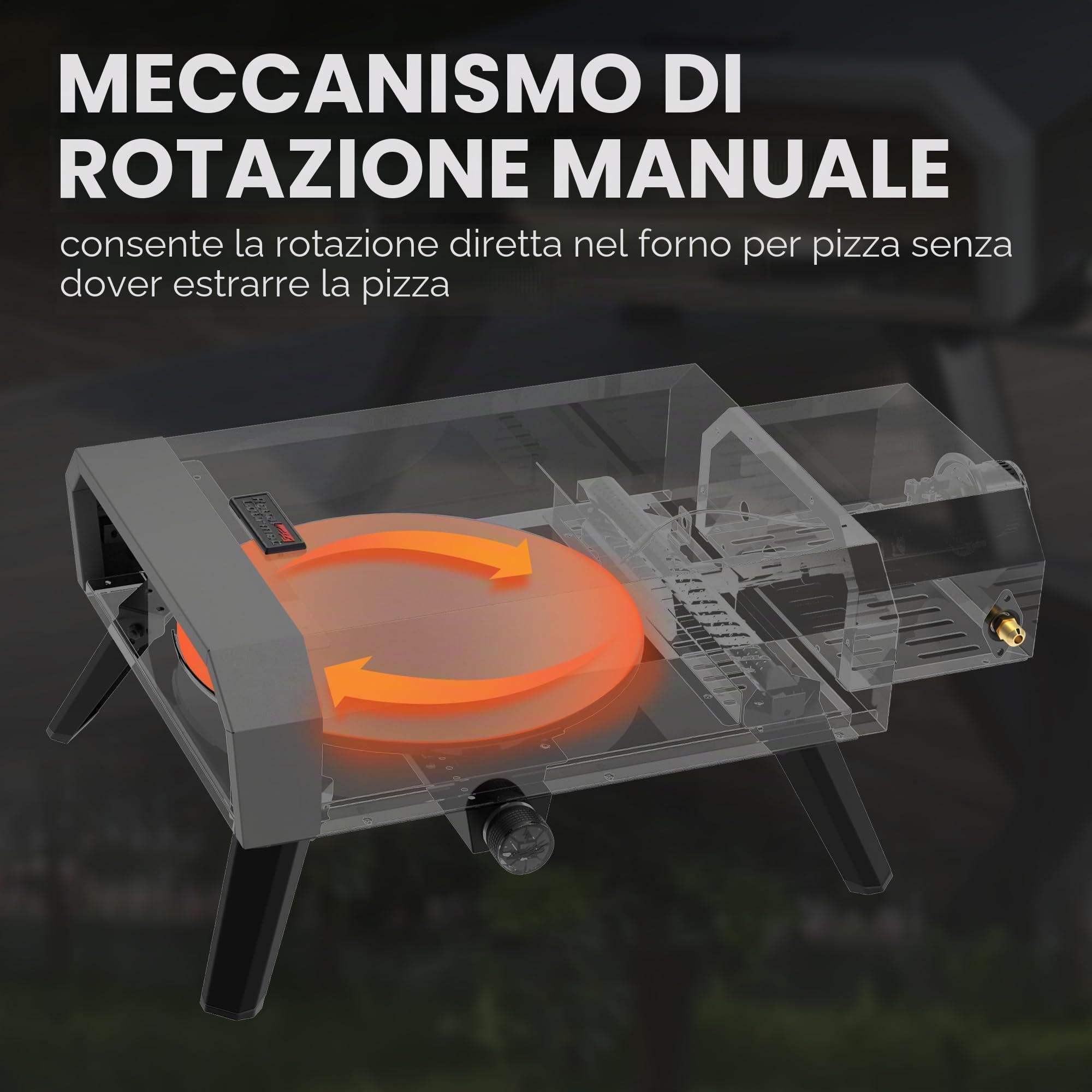 Royal Gourmet Forno per pizza compatto a gas, con pietra per pizza da 4 kW, forno a gas con tubo del gas e regolatore, forno con gambe pieghevoli per campeggio all'aperto