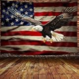 Viajar American Flag Wall Hanging, Bald Eagle Tapestry Stars and Stripes Flag Decor, 60Wx40H inches