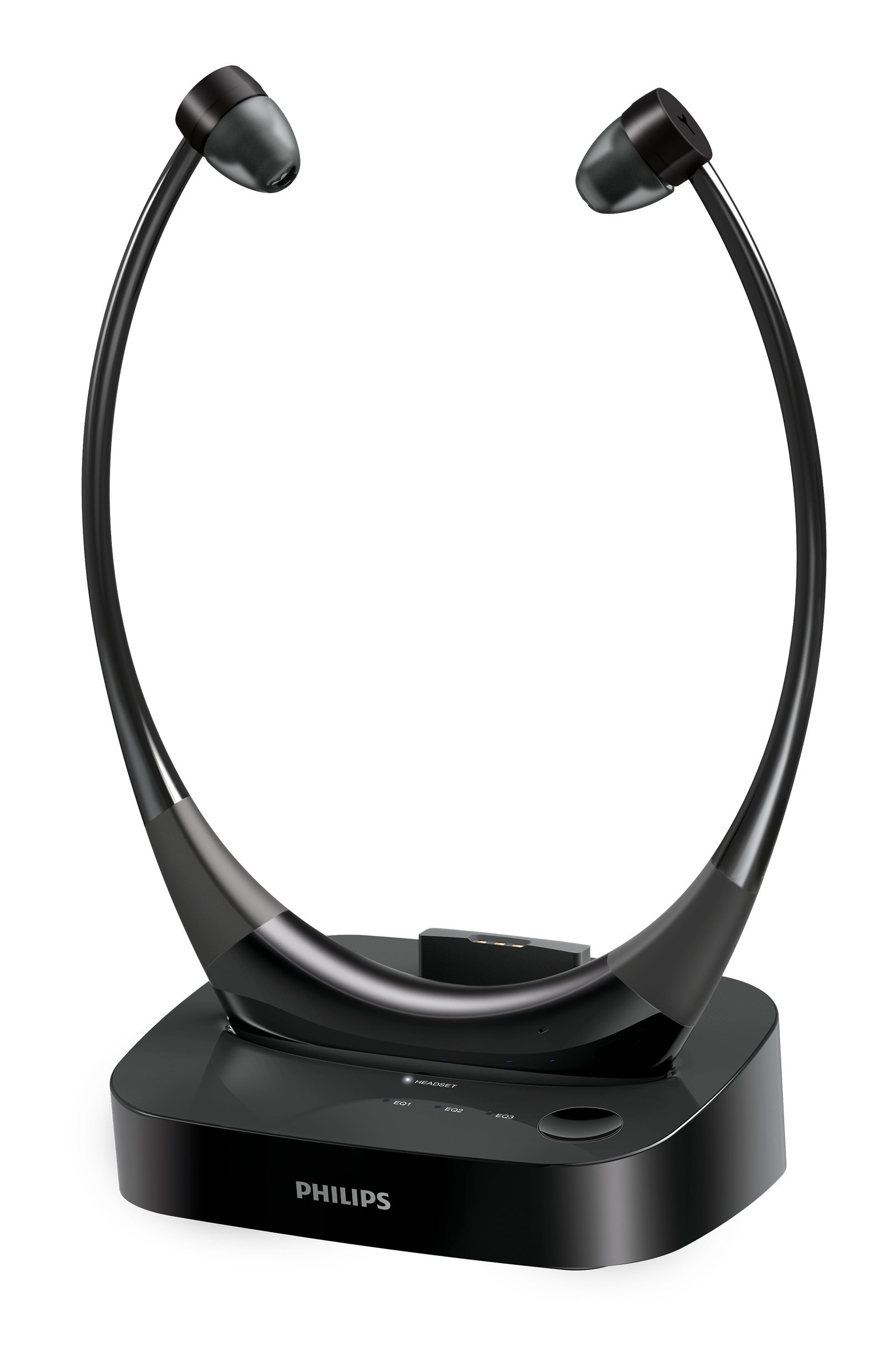 Philips SSC5001/10 Wireless AudioBoost TV Headphones, Recharging Docking  Station, Optical Cable Black