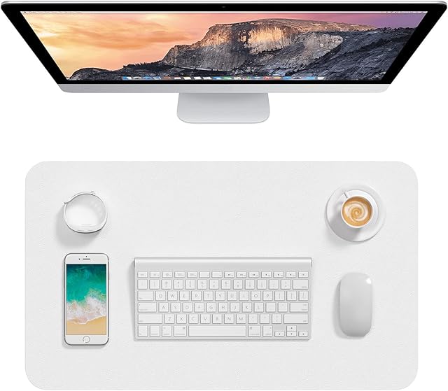 Hsurbtra Desk Pad, 60 x 35 cm PU Leather Desk Mat, M Extended Mouse Pad, Waterproof Desk Blotter Protector, Ultra Thin Large Laptop Keyboard Mat, Non-Slip Desk Writing Pad for Office Home