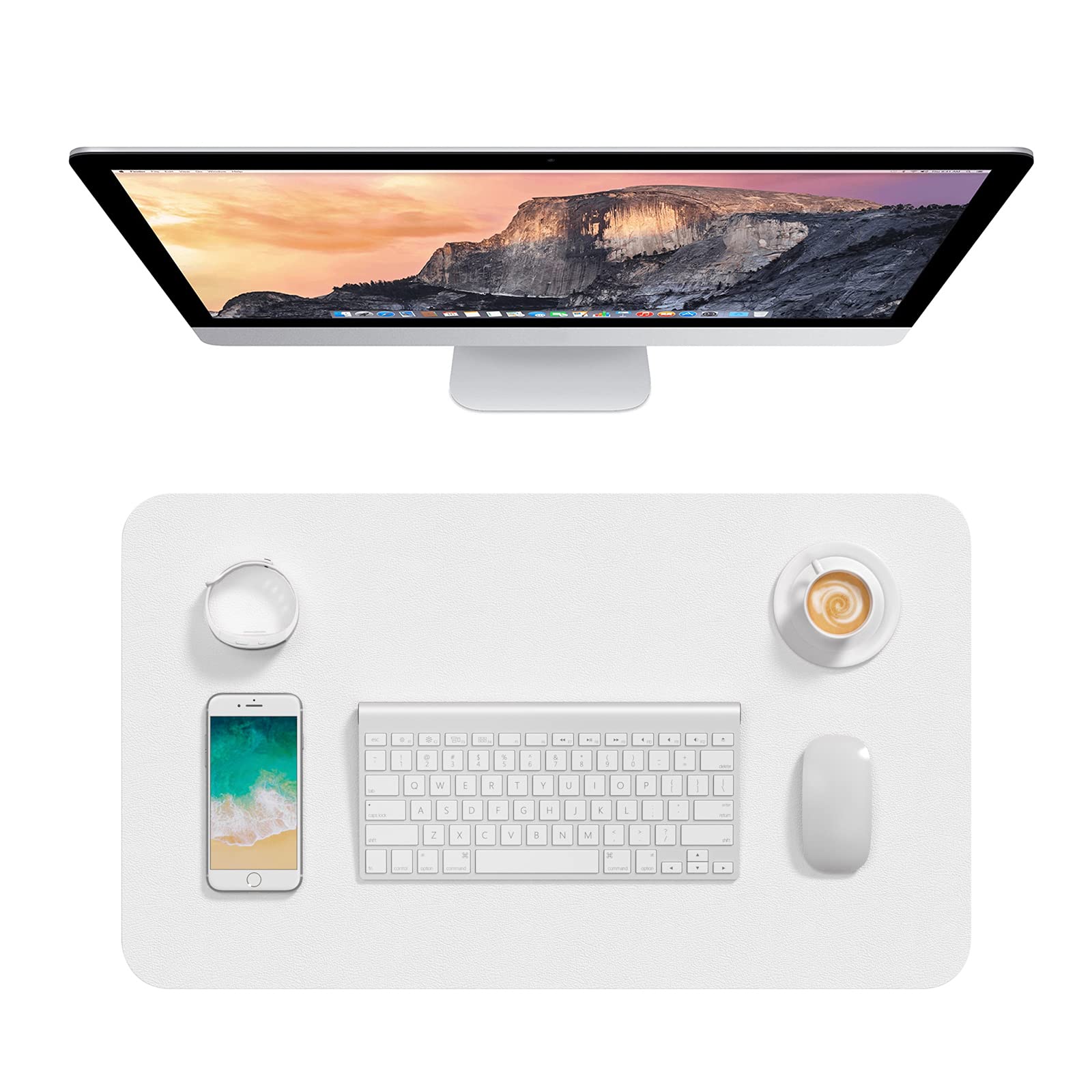 Hsurbtra Desk Pad, 23.6" x 13.8" PU Leather Desk Mat, M Extended Mouse Pad, Waterproof Desktop Blotter Protector, Non-Slip Ultra Thin Small Laptop