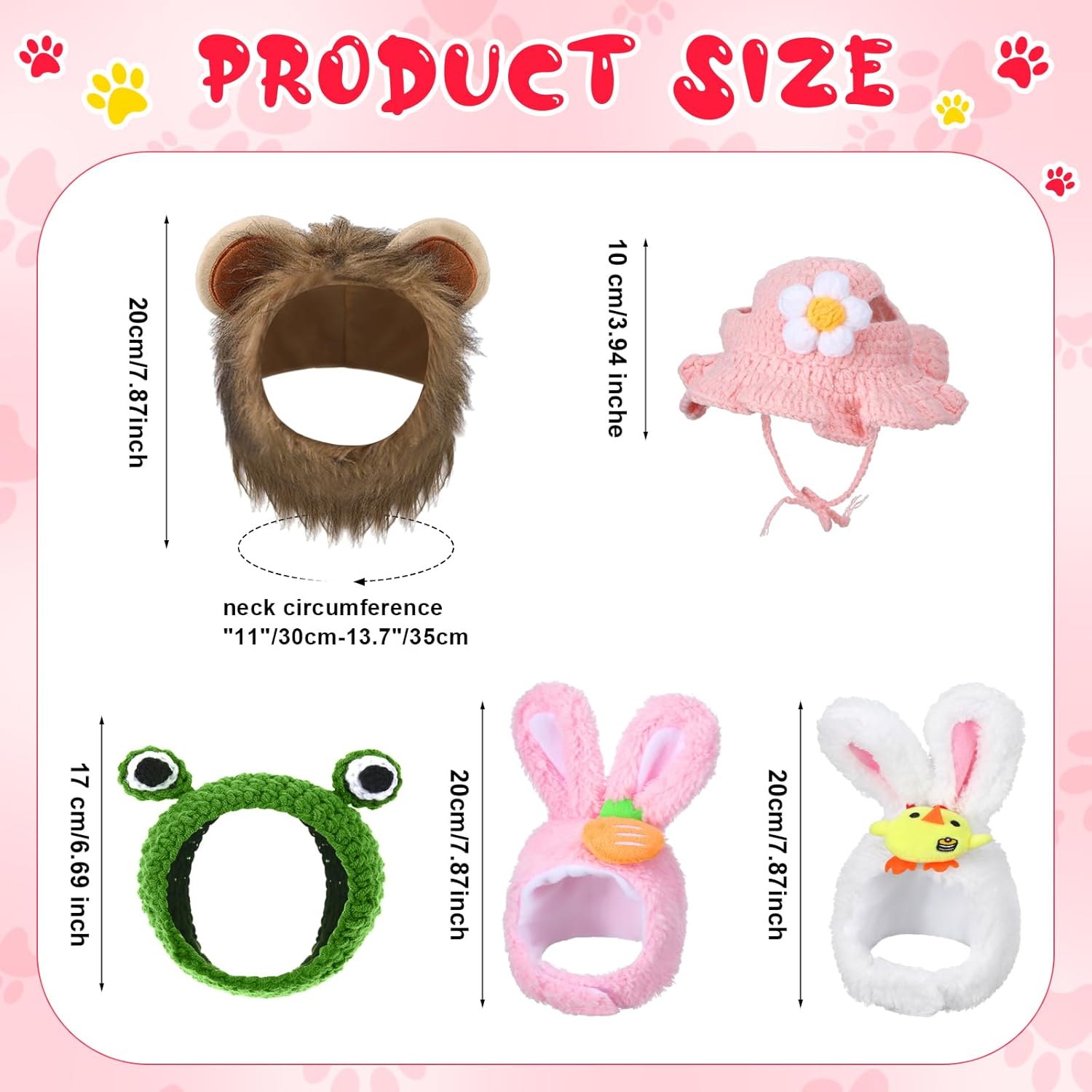 Weewooday 5 Pieces Cat Hats Costume Bunny Hat Outfit with Ears Small Dogs Kitten Puppy Party Costume Accessory Headwear(Chic Style)