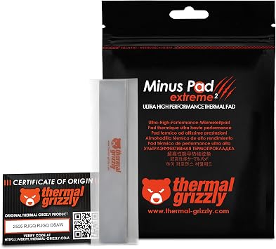 Thermal Grizzly Minus Pad Extreme 2 - High Performance Thermal Pad 120x20x0.5 mm 2 Pieces - Superior Thermal Conductivity, Non-Hardening - Ideal for GPU, SSD, RAM, Game Consoles