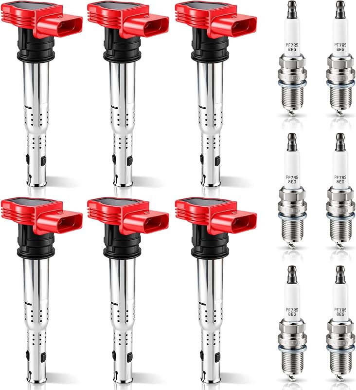 Kit de Bobinas de Ignição UF529 e Velas de Ignição 90919-01210 AUTOKAY para Audi e Volkswagen – 6 unidades
