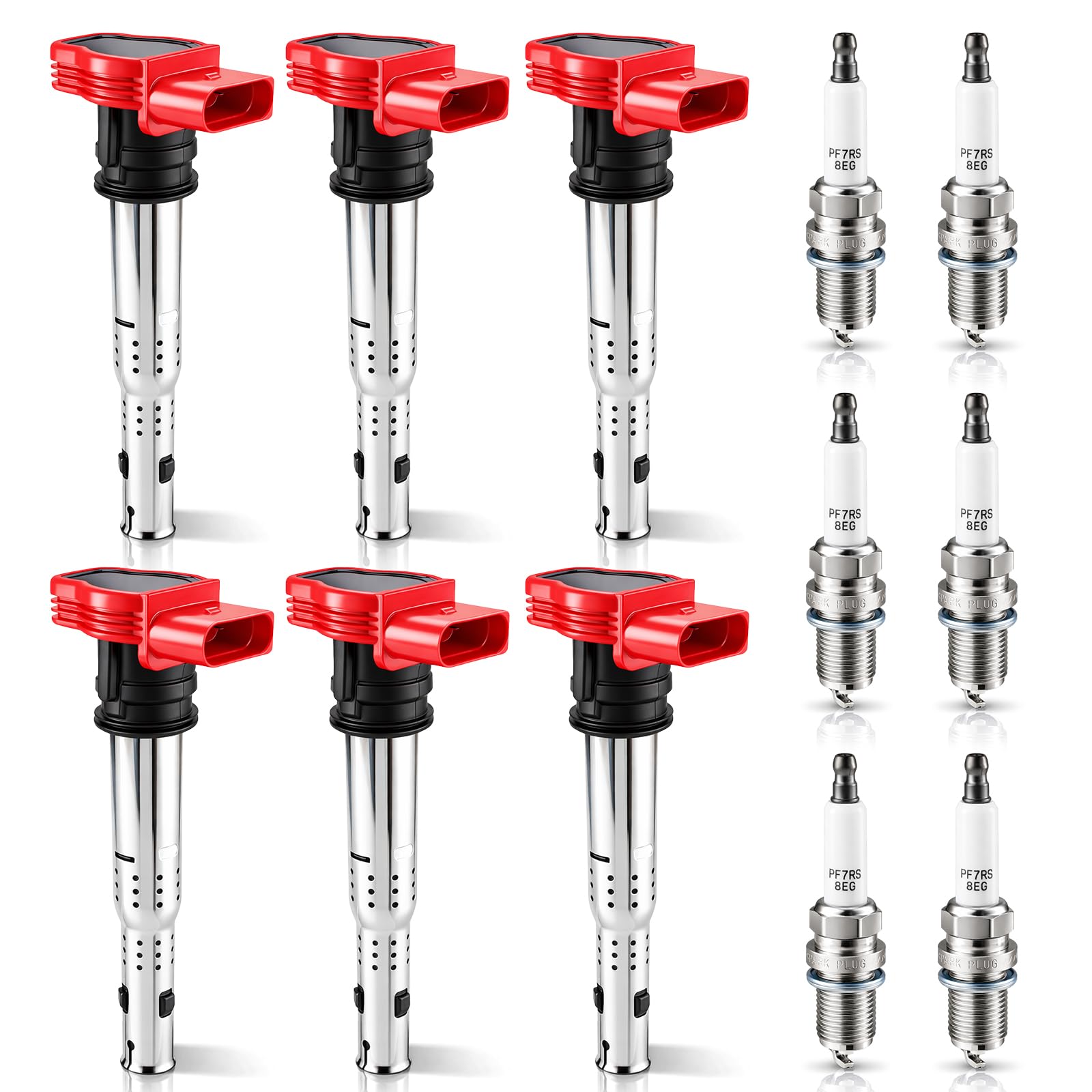 Ignition Coil UF529 & Spark Plug 90919-01210 Set of 6 for Audi A4 A5 A6 Q5 Q7 S4 S5 05-17 3.0 3.2