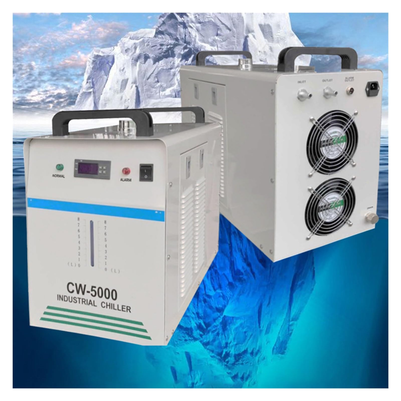 Enfriador de acuario, Enfriador de agua y aire industrial CW5000 CW5200 CW5202 for máquina de CO2, husillo CNC de refrigeración, tubo de Co2 de 150w, 16L/M Para criaturas acuáticas, acuicultura(150w)
