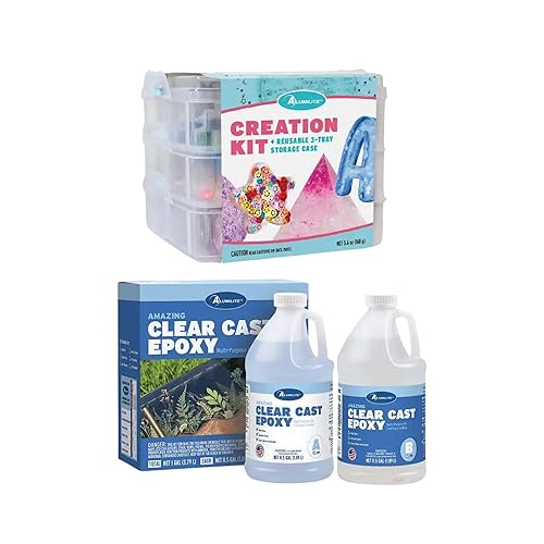 Alumilite Increíble resina epoxi fundida transparente de 1 galón con kit de creación, juego de 84 piezas para principiantes con polvo de mica,