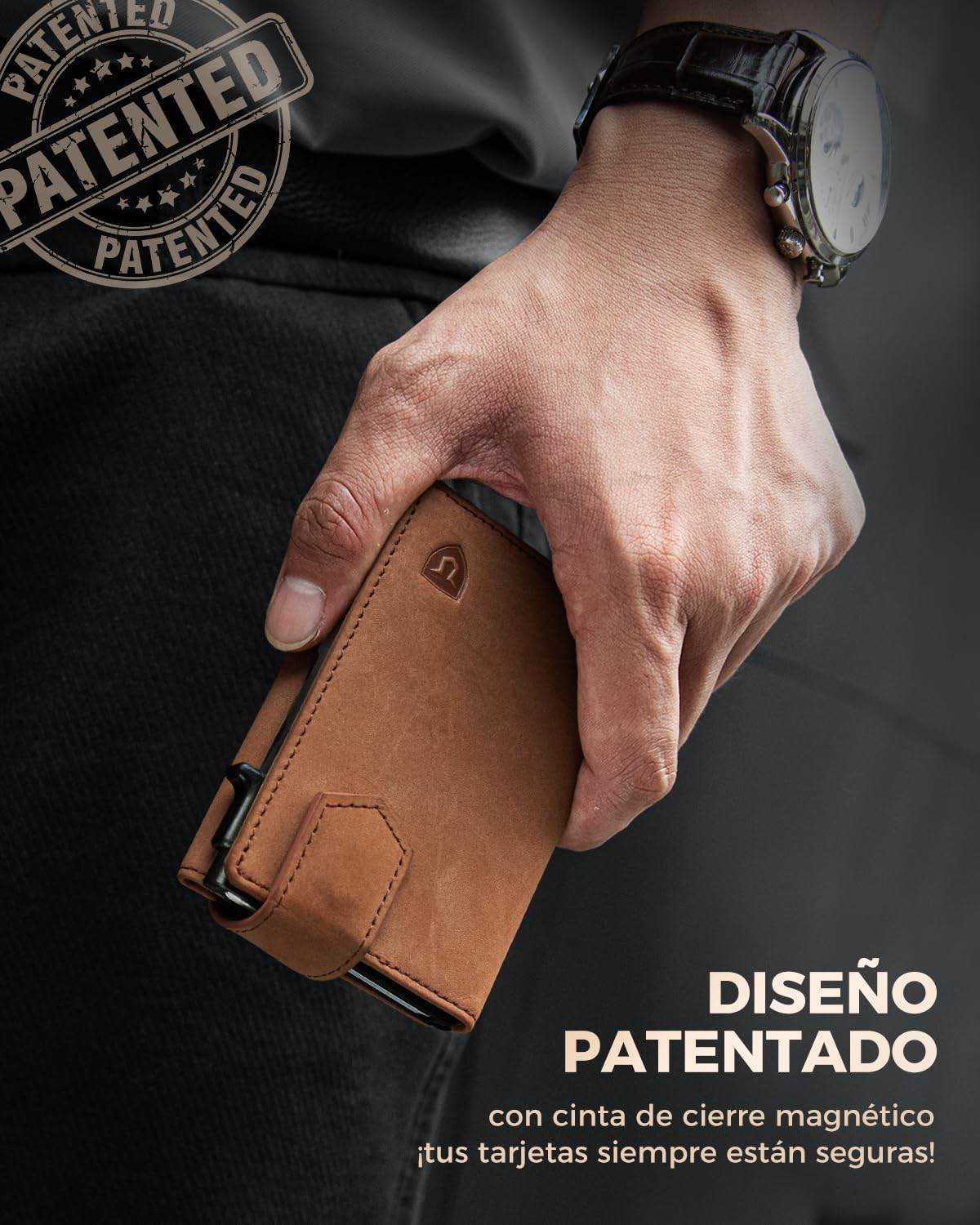 LORZOR Cartera Tarjetero Hombre con Monedero XXL, Carteras para Hombre Pequeñas con Cierre Magnético, Billetera Piel con Bloqueo RFID, Wallet Pop-up, Capacidad para 10 Tarjetas