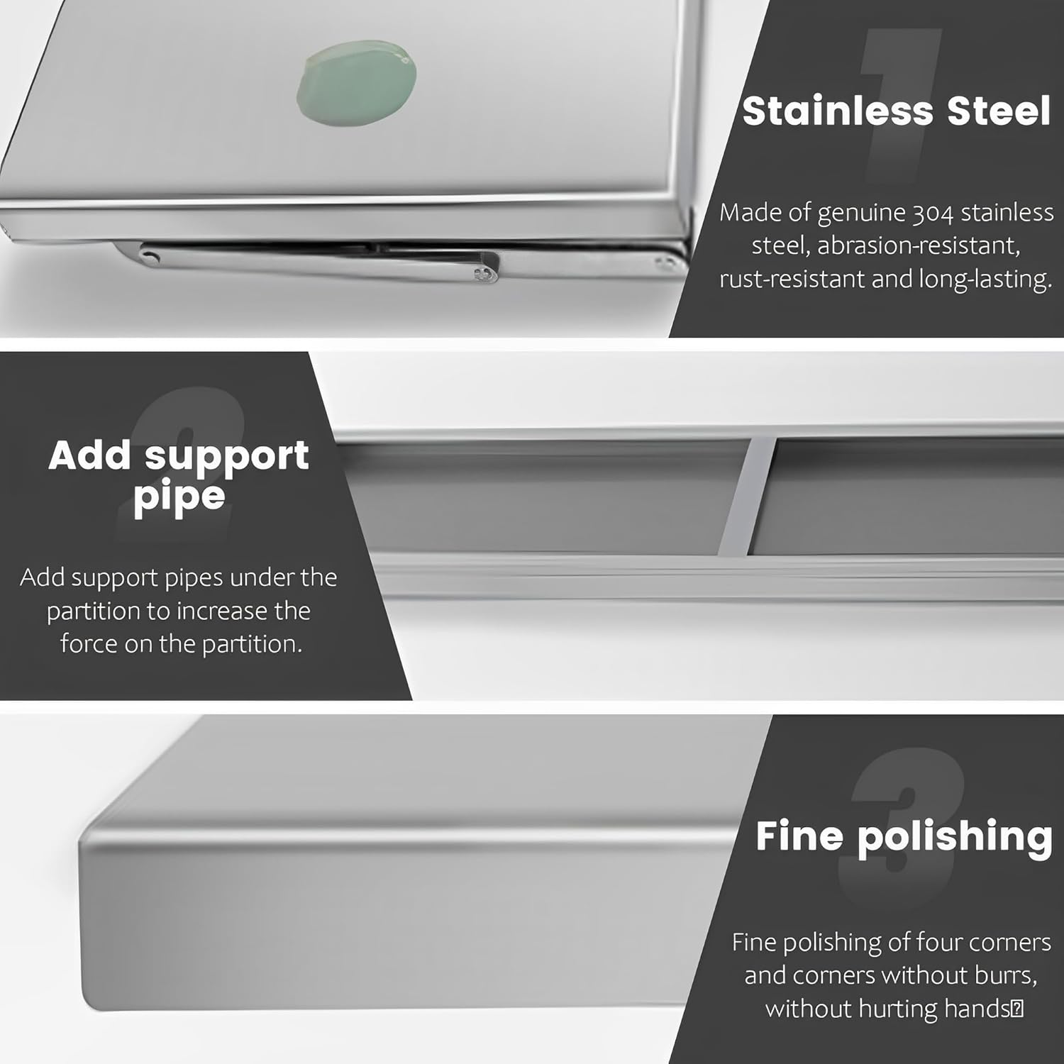 Stainless Steel Folding Wall Shelf Commercial Grade Wall Mounted Floating Shelving Folding Serving Food Shelf for Restaurant Kitchen Home Garage Bar Laundry (15.7" x 11.8")