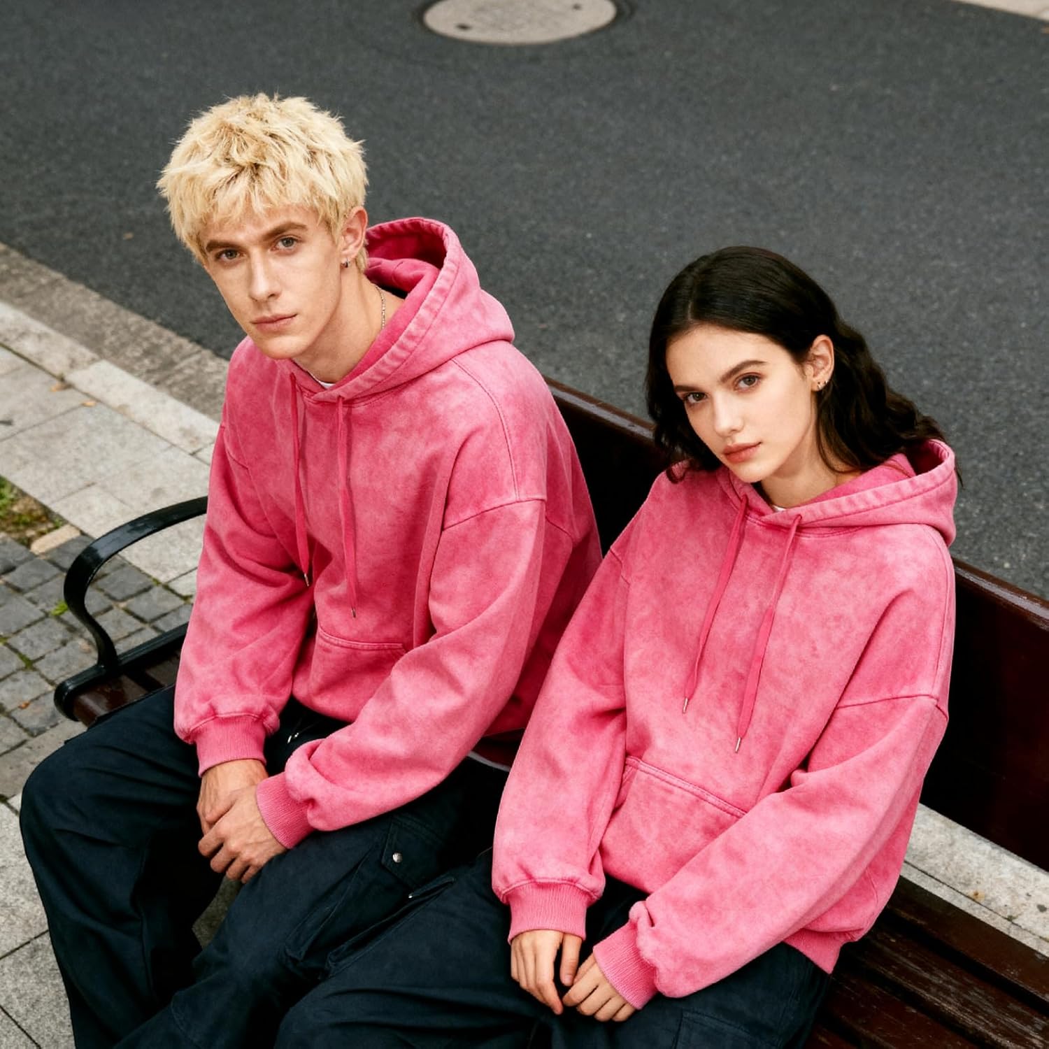 Womens Oversized Acid Wash Hoodie Unisex Heavyweight Cotton Hoodies Vintage Washed Sweatshirt Women Men